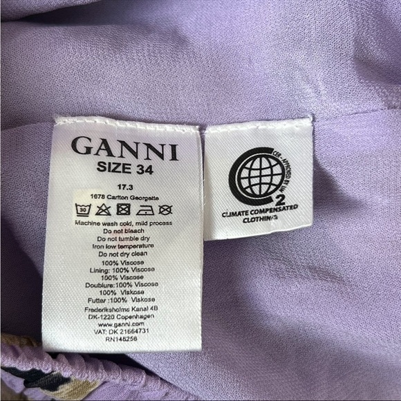 GANNI Floral Georgette High Rise Drawstring Waist Ankle Crop Wide Leg Pants 2 - Picture 6 of 7